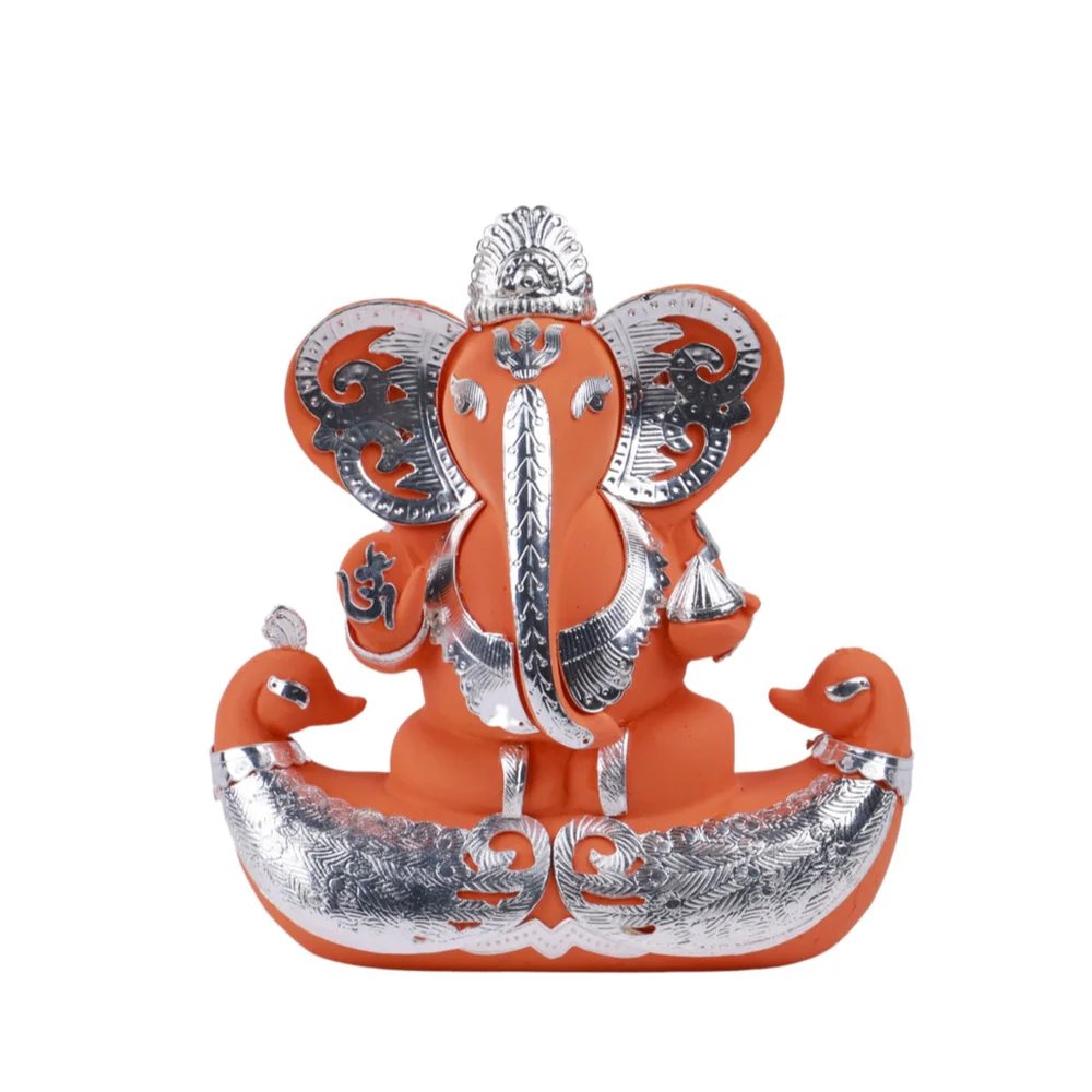 Lord Ganesha With Jewellery (Saffron) - Image 2