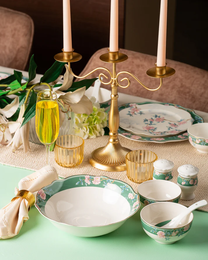 Victorian Green 51 Pcs Dinner Set - Image 8