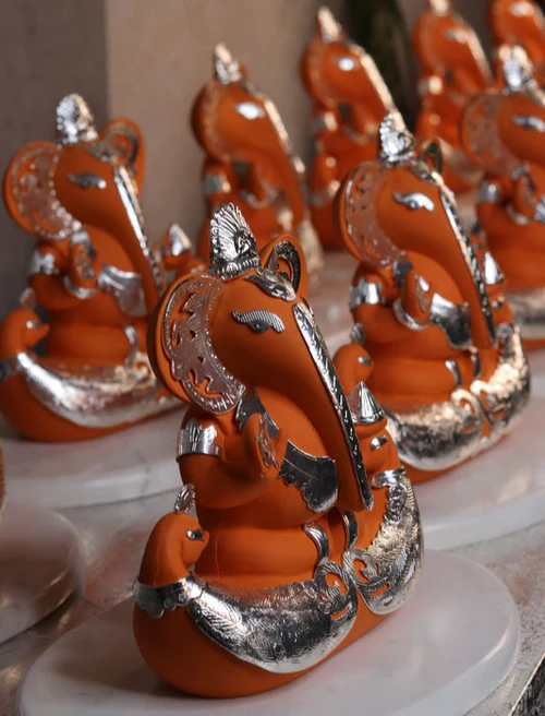 Lord Ganesha With Jewellery (Saffron) - Image 4
