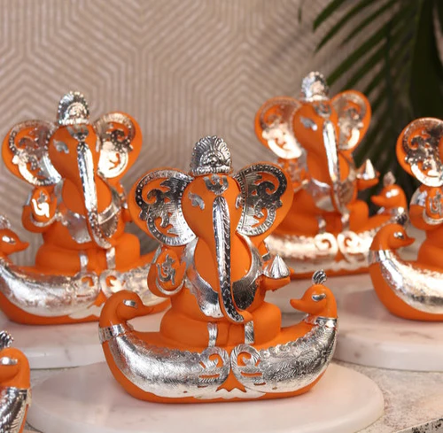 Lord Ganesha With Jewellery (Saffron) - Image 3