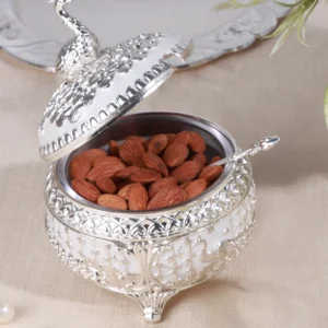 Peacock Sugar Pot (White)